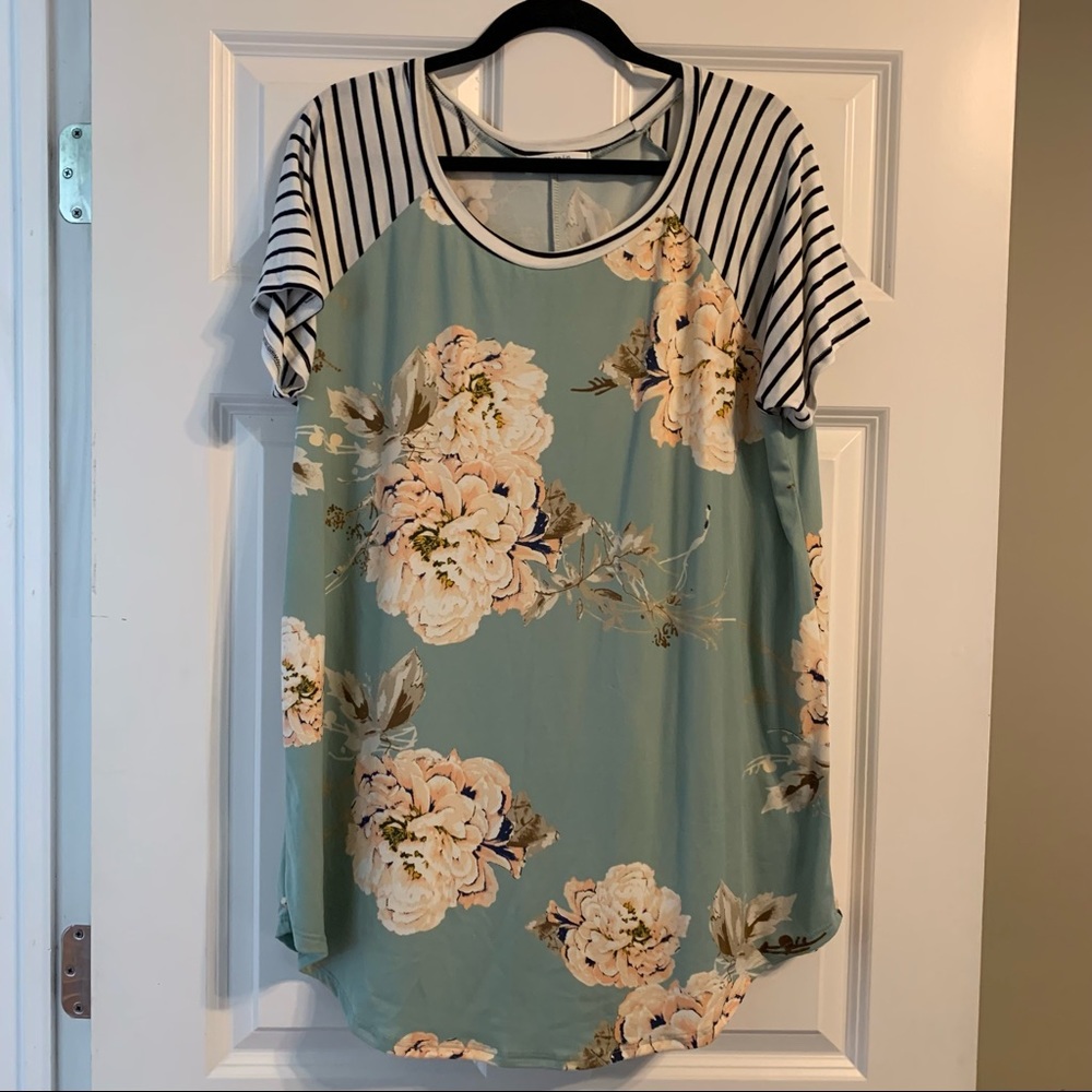 Stripes and floral tee